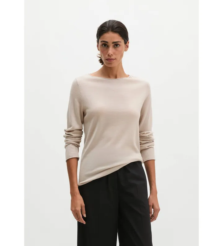 Marc O'Polo para mujer. 5000008635 Jersey de punto slim beige (L), Casual, Lana, Manga larga