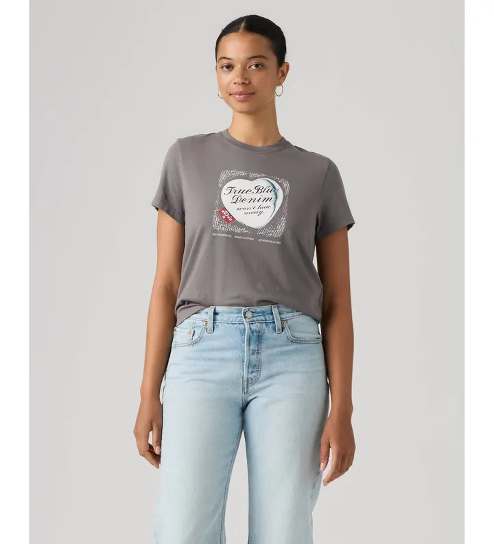 Levi's para mujer. 005GV-0090 Camiseta T2 Perfect gris (L), Casual, Algodón, Manga corta