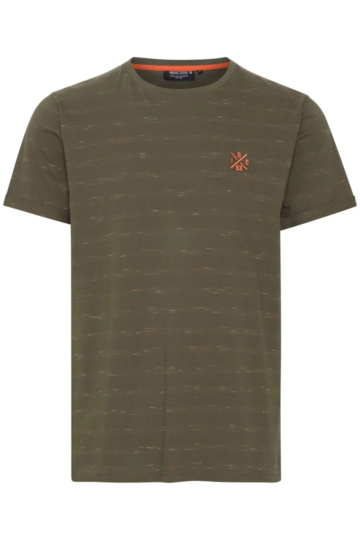 INDICODE JEANS Camiseta 'Gabrix' oliva / naranja / blanco