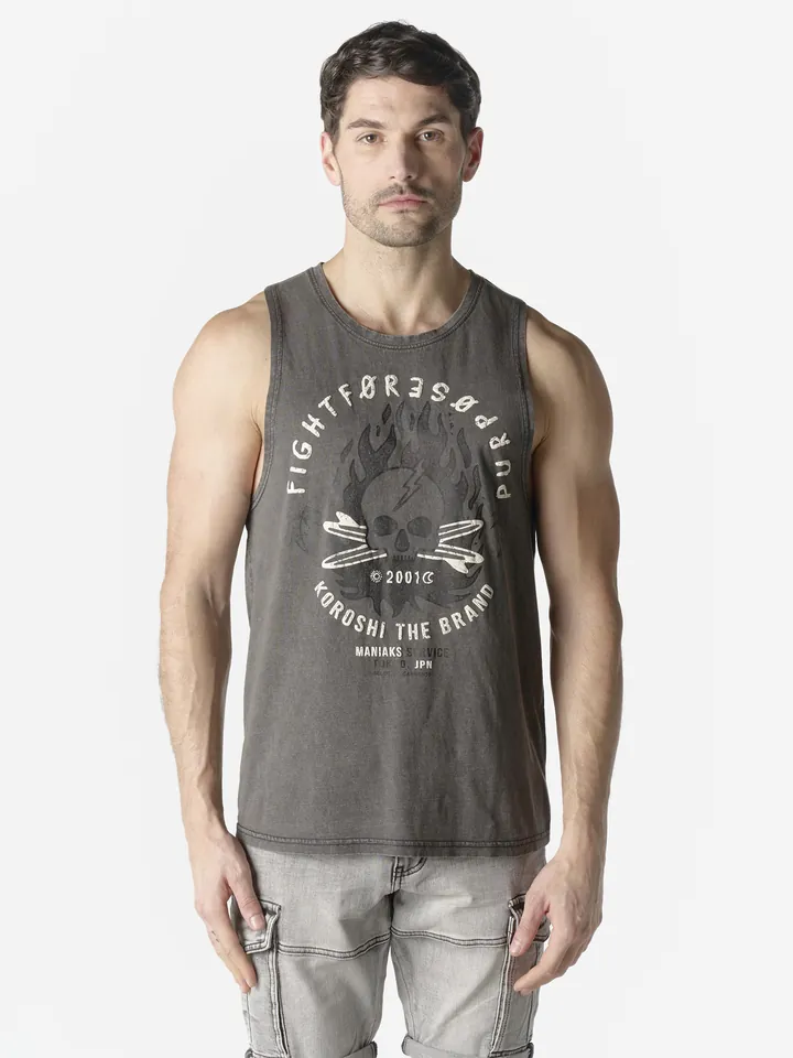 KOROSHI Camiseta beige claro / gris oscuro / gris moteado