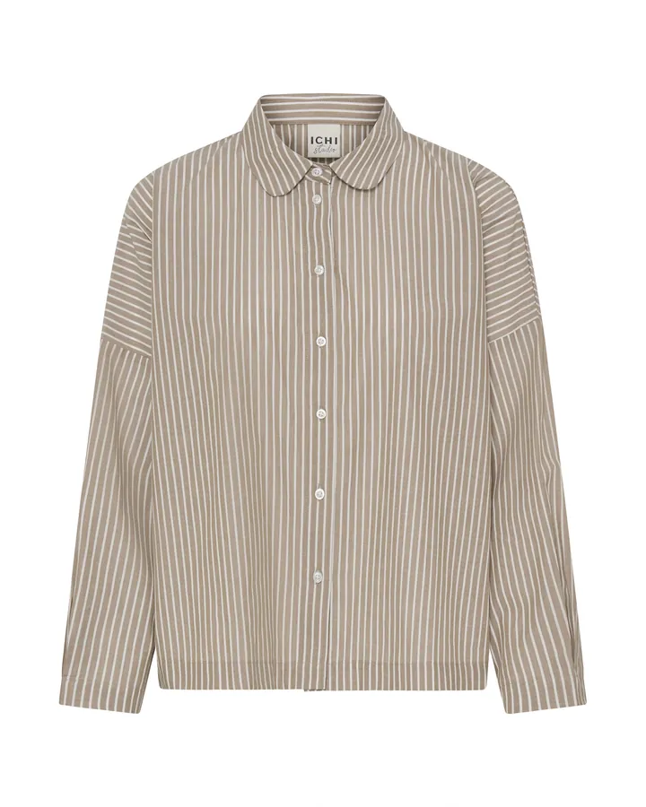 ICHI Blusa 'GILEY' beige / blanco