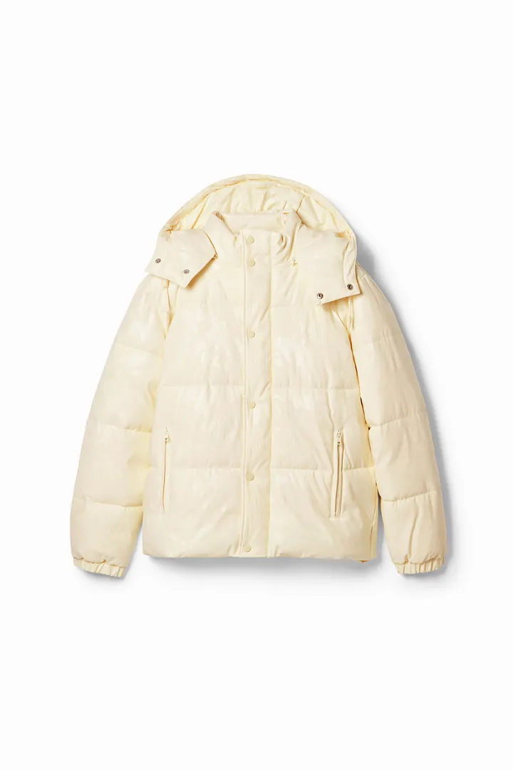 Desigual, Chaqueta acolchada camuflaje, Poliester, Blanco, L