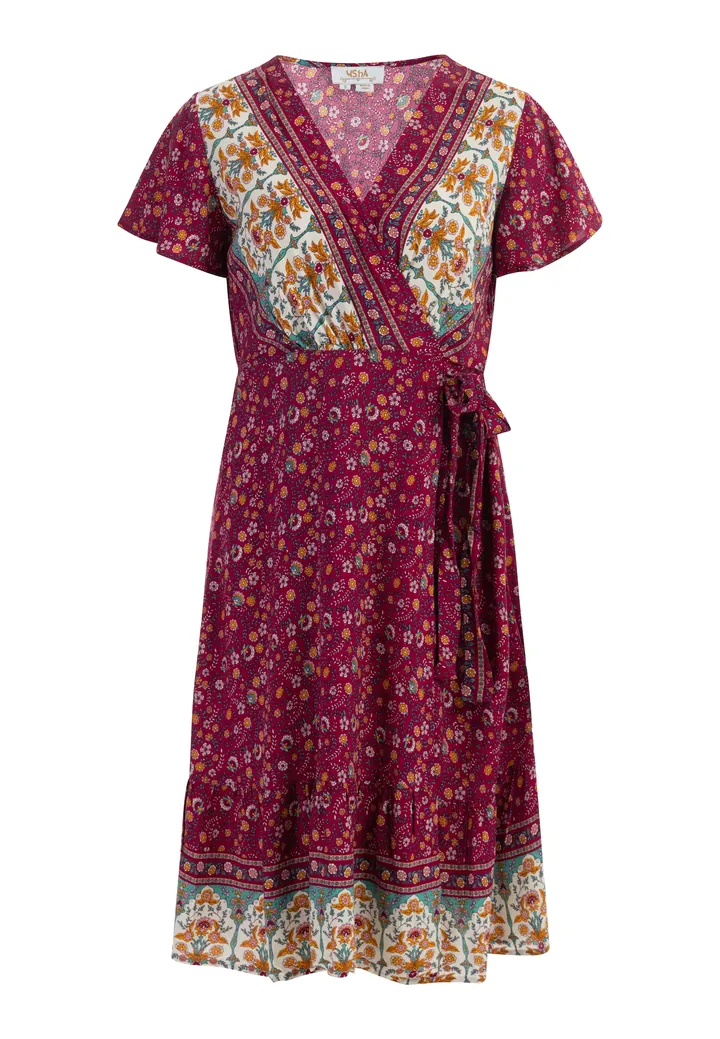 usha FESTIVAL Vestido verde / baya / naranja / blanco