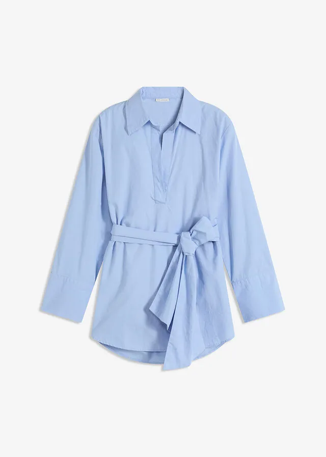 Blusa con solapa de algodón puro