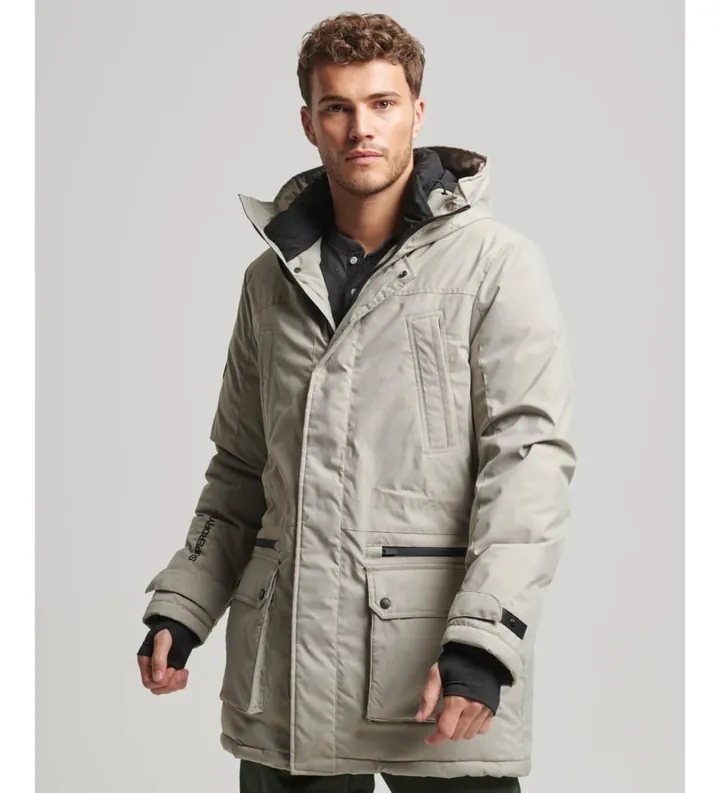 Superdry para hombre. M5011754A Parka acolchada City gris (L), Casual, Poliéster