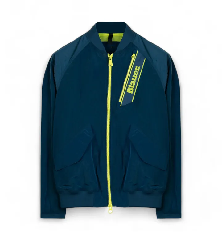 Blauer para hombre. 24SBLUC01092 Chaqueta Giubbini Corti Foderato marino (L), Azul, Casual, Algodón