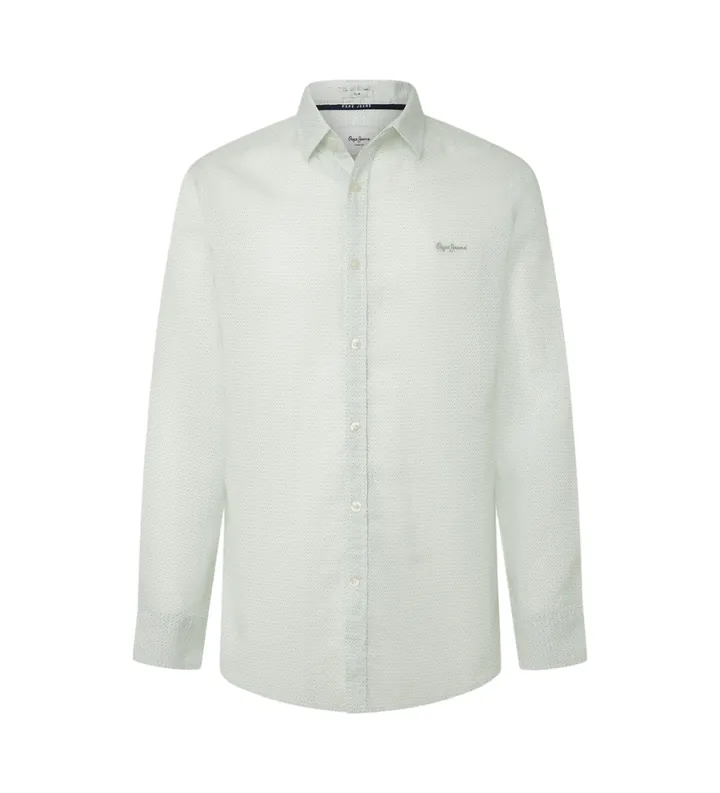 Pepe Jeans para hombre. PM308773 Camisa Milan verde (L), Casual, Algodón, Manga larga