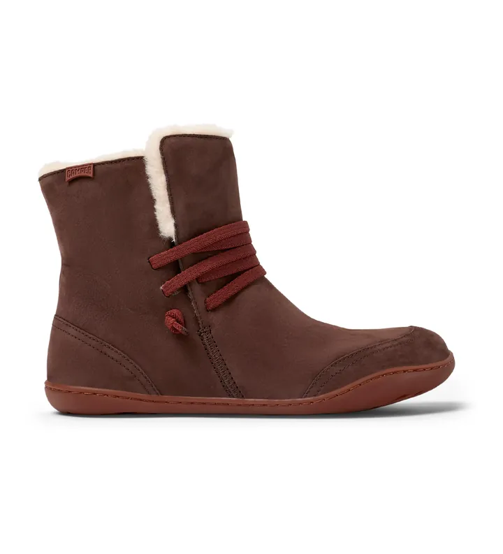 Camper para mujer. K400505-016 Botines de Piel Peu Cami marrón (38), Plano, Cordones, Casual