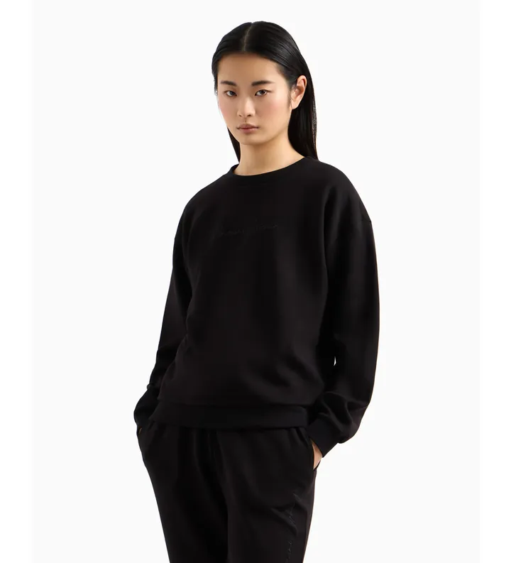 A|X Armani Exchange para mujer. XW000835AF13397UC001 Sudadera Crew negro (L), Casual, Viscosa