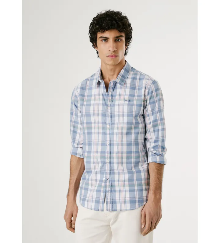 Pepe Jeans para hombre. PM309070 Camisa Crisler azul (M), Casual, Algodón, Manga larga