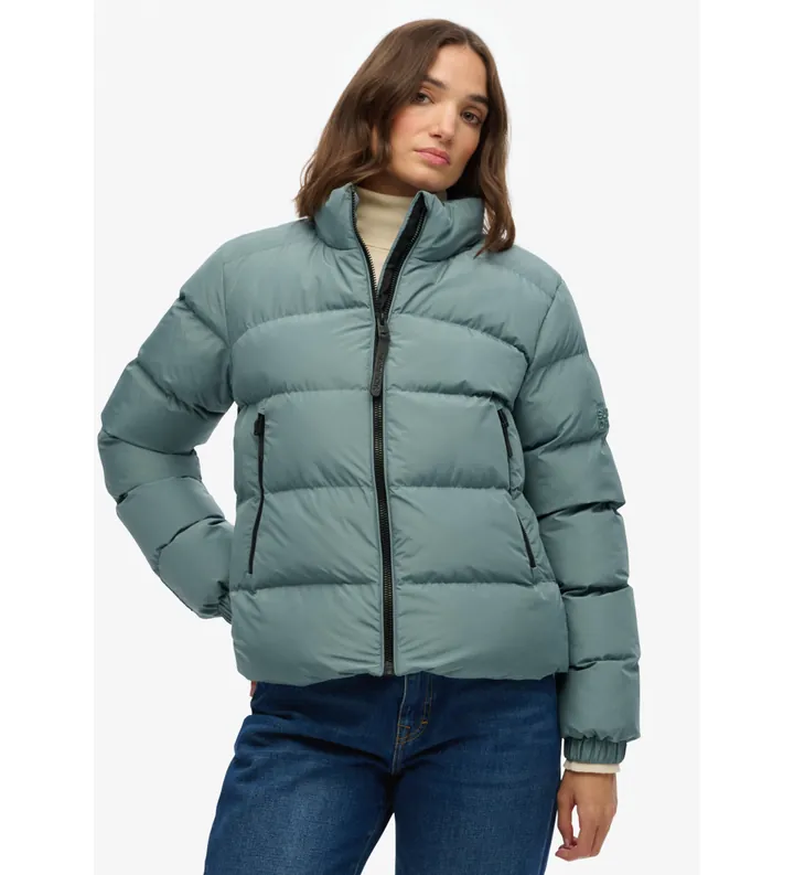 Superdry para mujer. W5012006A Chaqueta Sports Puffer azul (L), Casual, Poliéster