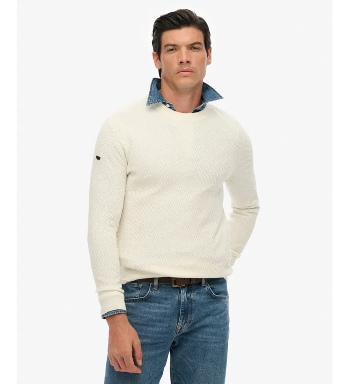 Superdry para hombre. M6110681A Jersey Texture beige (3XL), Casual, Algodón