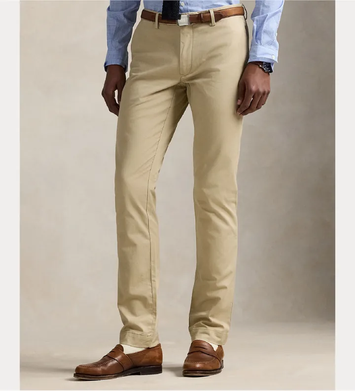 Polo Ralph Lauren para hombre. 710644988009 Pantalón Stretch Slim Fit marrón (28/34), Casual, Algodón
