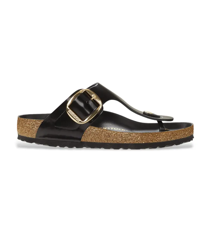 Birkenstock para mujer. 1021467 Sandalias de Piel Gizeh Big Buckle (Ajuste Regular) negro (36), Plano, Ninguno, Casual