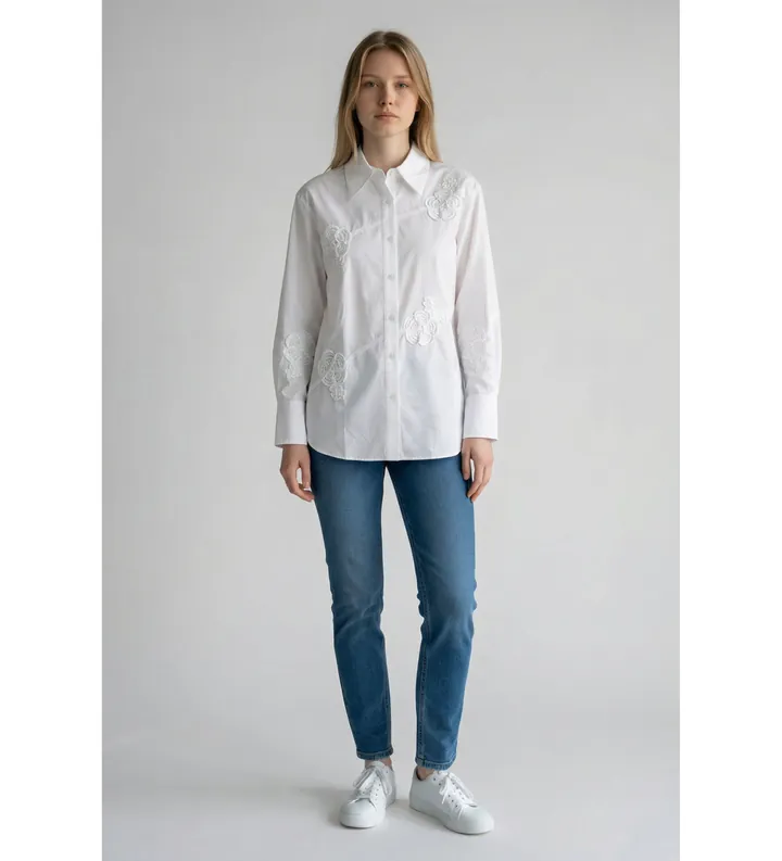 Marella para mujer. 2613111022200 Camisa Mllcomune blanco (38), Casual, Algodón, Manga larga
