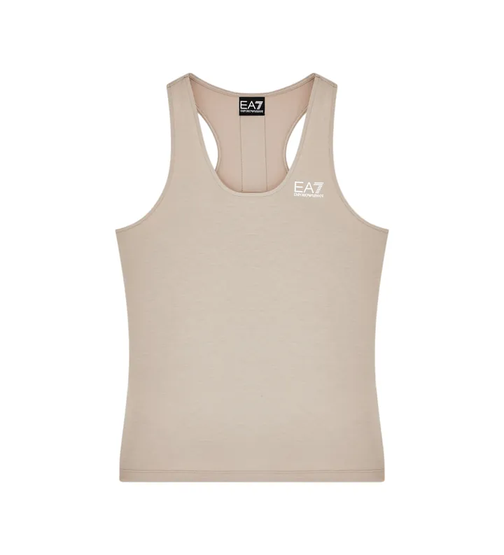 EA7 para mujer. 7W001147_AF12945 Camiseta de tejido técnico Natural Ventus7 marrón (L), Deportivo, Sin mangas / Tirantes, Poliéster Reciclad
