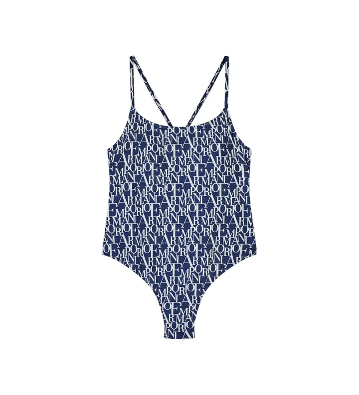 Emporio Armani para mujer. EW000797_AF20242 Bañador Logomania marino (L), Beachwear, Poliamida