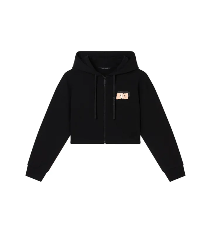 A|X Armani Exchange para mujer. XW001800AF24312UC001 Sudadera Full Zip negro (L), Casual, Algodón, Sin mangas / Tirantes