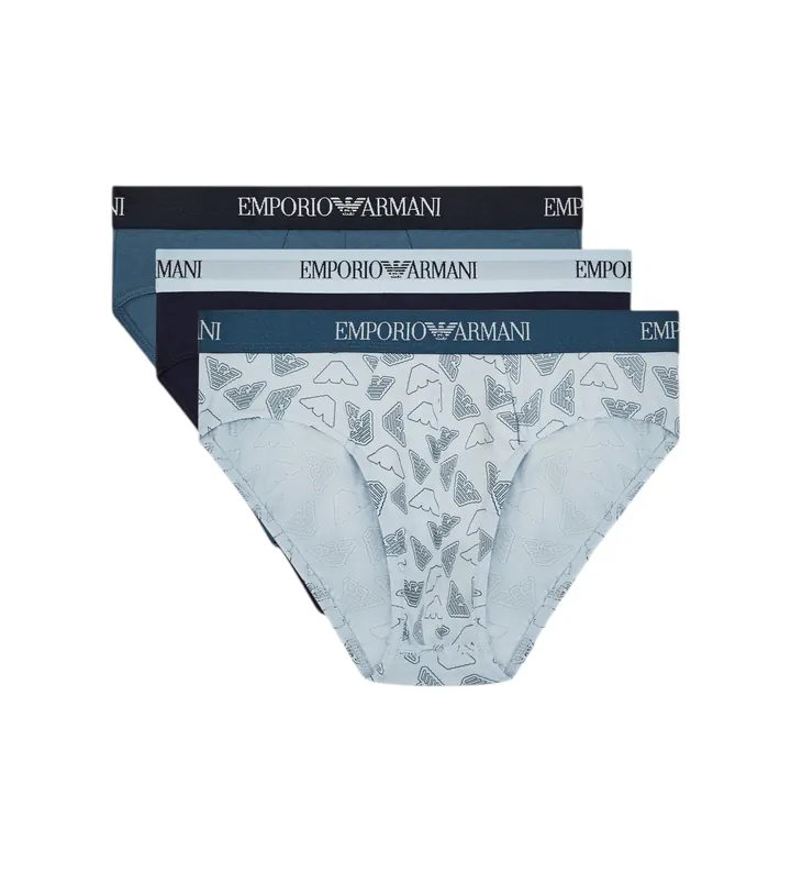 Emporio Armani para hombre. EM000256_AF20671 Set 3 Slips Day azul, marino (L), Homewear, Algodón