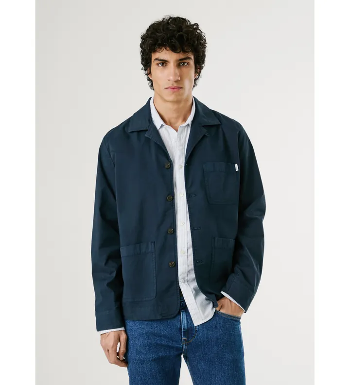 Pepe Jeans para hombre. PM309069 Sobrecamisa Cameron marino (L), Casual, Algodón, Manga larga