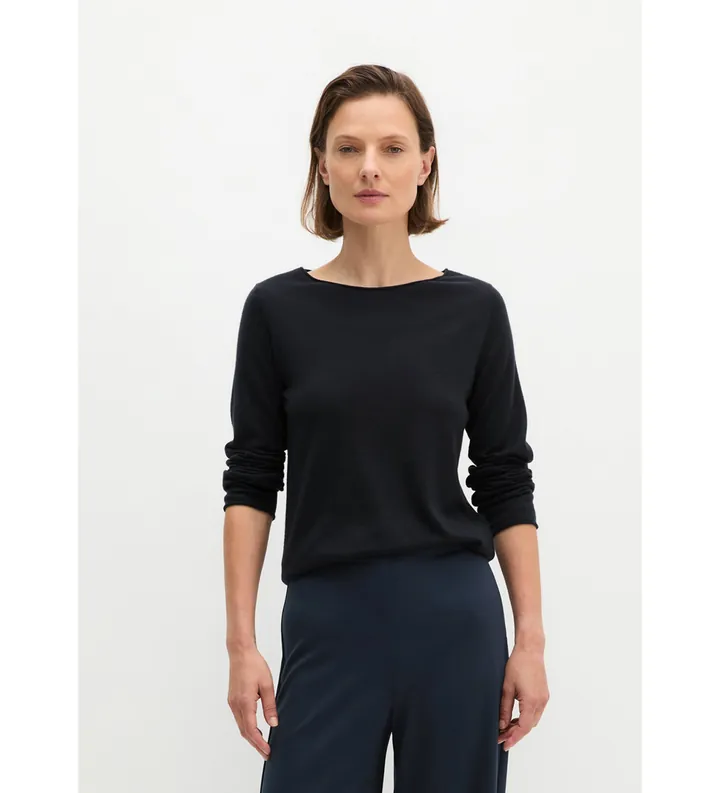Marc O'Polo para mujer. 5000008635 Jersey de punto slim marino (L), Casual, Lana, Manga larga