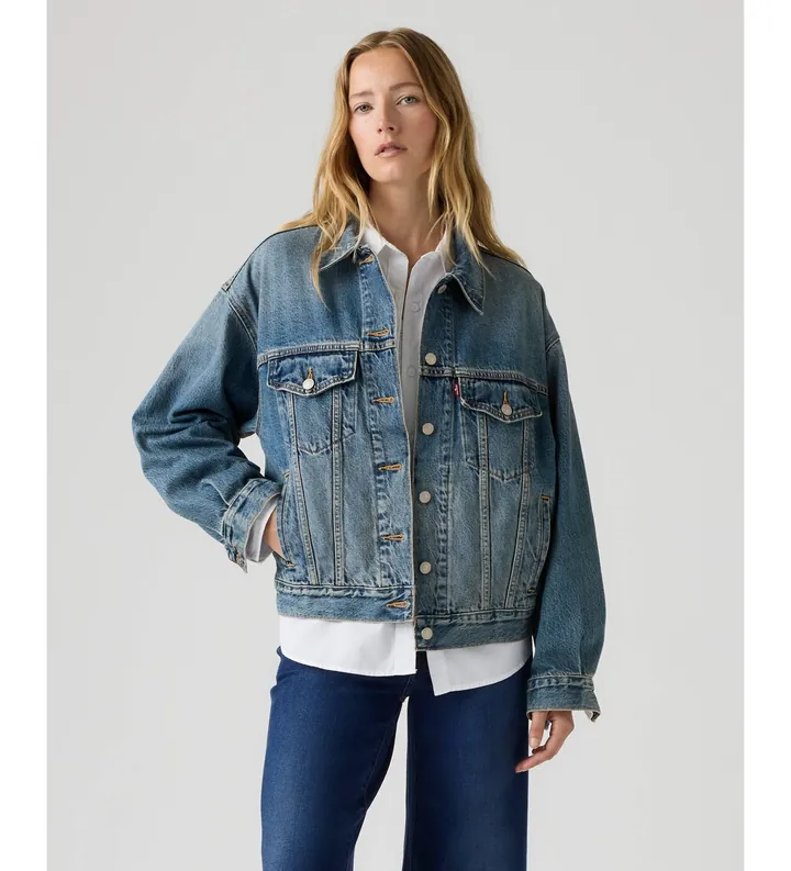 Levi's para mujer. A1743-0176 Chaqueta 90S Trucker azul claro (L), Casual, Algodón, Denim