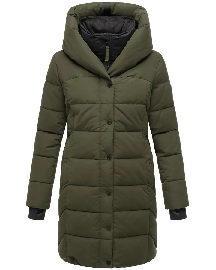 NAVAHOO Abrigo de invierno 'Knutschilein' caqui / verde oscuro