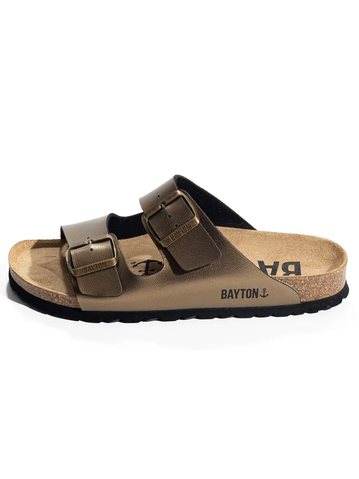 Bayton Zapatillas de casa 'Atlas' arena / chocolate / bronce