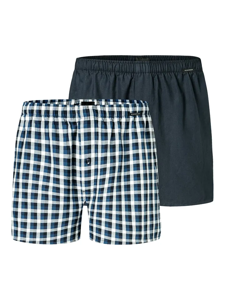 SCHIESSER Calzoncillo boxer marino / blanco