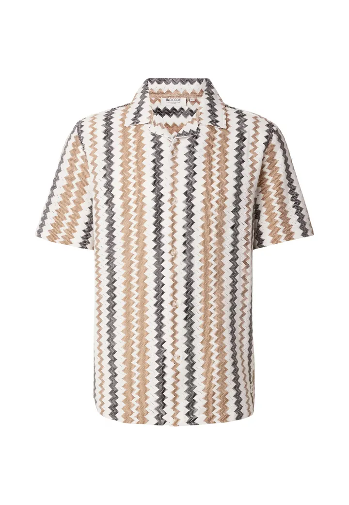 INDICODE JEANS Camisa 'Kilauea' camelo / ecru / negro