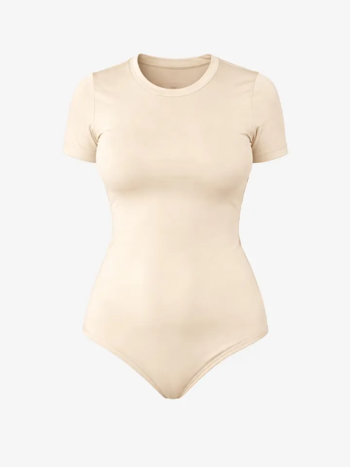 LEAFLETIC Body 'Leafletic Women’s Short Sleeve Crew Neck Bodysuit' crema