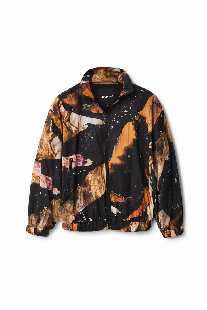 Desigual, Chaqueta oversize deportiva, Poliester, Negro, M