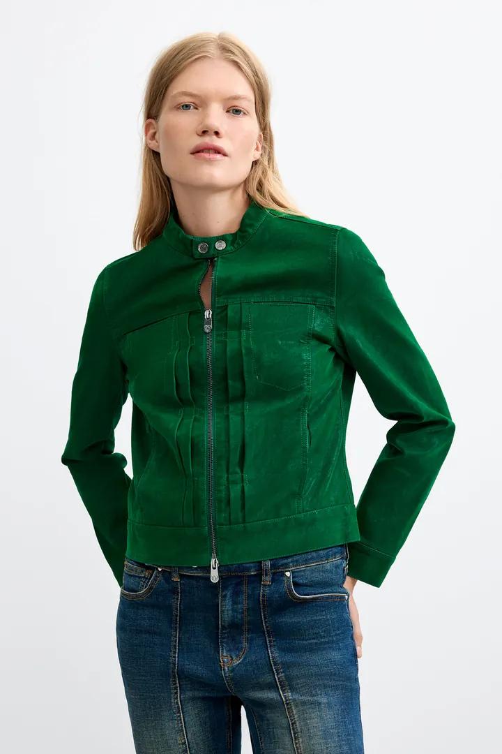 Desigual, Cazadora Efecto Piel Corta, Mujer, Poliuretano, Verde, L