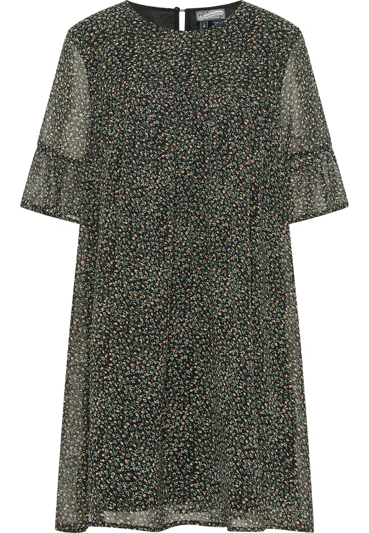 DreiMaster Vintage Vestido verde oscuro / naranja / negro / offwhite