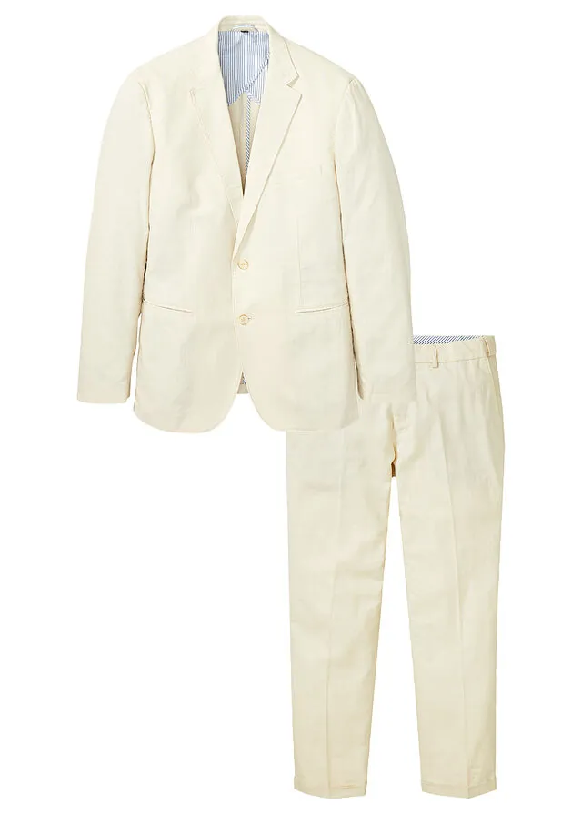 Traje de mezcla de lino ligero, regular fit (2 piezas)