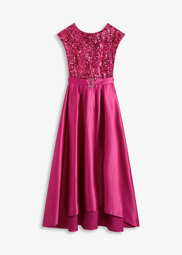 Vestido de noche de satén brillante con lentejuelas