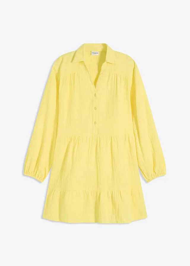 Vestido corto de muselina con paneles