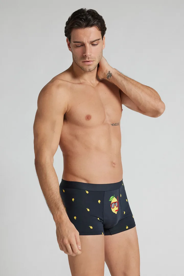Intimissimi Bóxer Algodón Superior Estampado Limón Submarinista Hombre Azul Tamaño 38