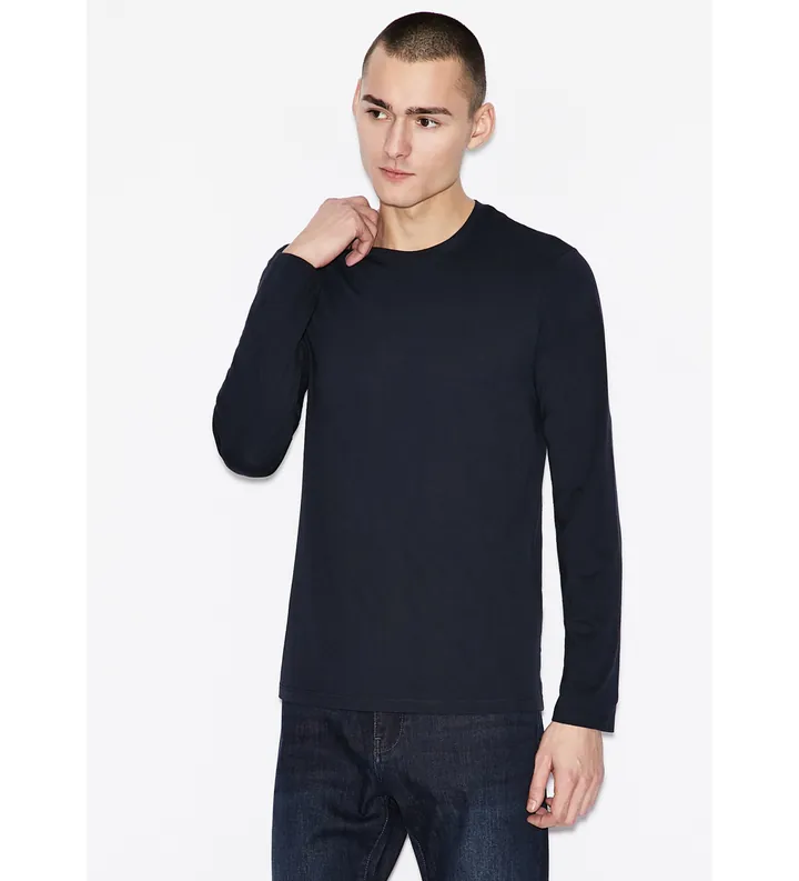 A|X Armani Exchange para hombre. 8NZM77ZJA5Z1510 Jersey Maglia marino (L), Casual, Algodón, Manga larga