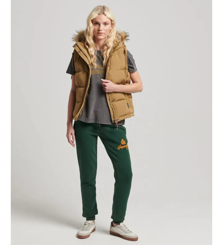 Superdry para mujer. W5011395A Chaleco de pelo sintético Everest beige (L), Casual, Poliéster