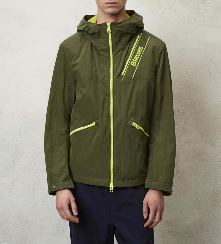 Blauer para hombre. 24SBLUC01094 Cazadora efecto encrespado Micah verde (S), Casual, Nylon, Manga larga
