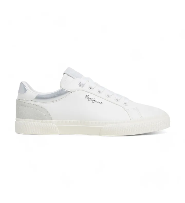 Pepe Jeans para mujer. PLS31588 Zapatillas Kenton Court blanco (37), Plano, Cordones, Casual