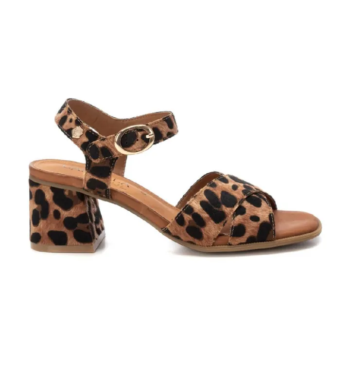 Carmela para mujer. 16219208-LEOPARDO Sandalias de piel 162192 marrón (36), 3 a 5cm, Hebilla, Casual, Fiesta, Animal print