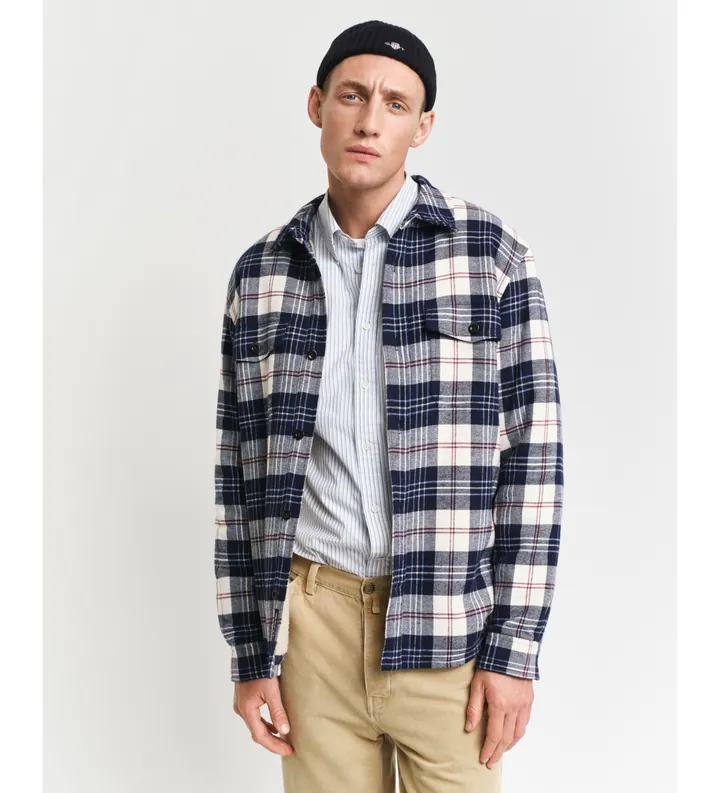Gant para hombre. 3250006 Sobrecamisa Regular Fit Fleece Lined azul (L), Casual, Algodón
