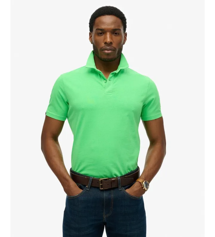 Superdry para hombre. M1110440A Polo Essential verde (L), Casual, Algodón, Manga corta