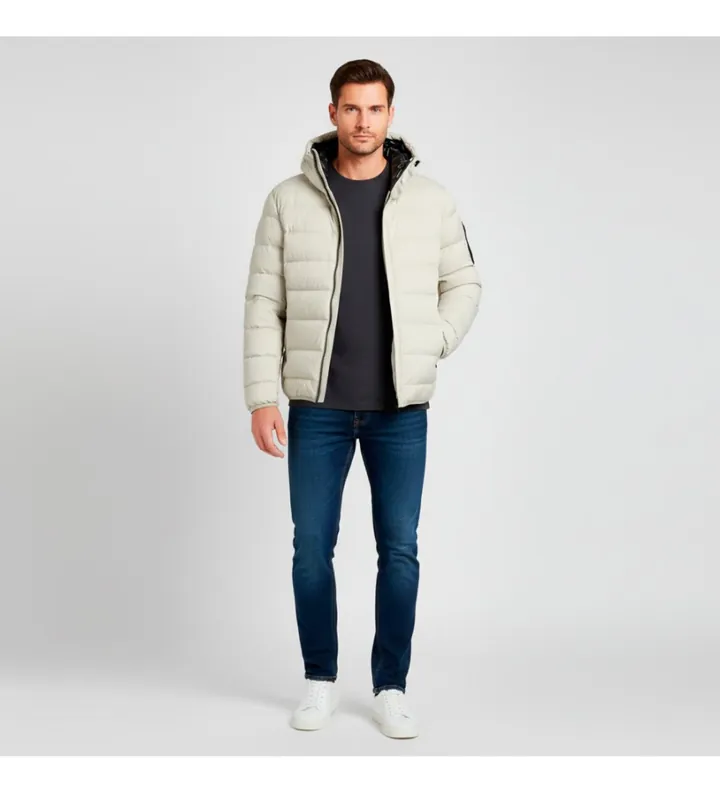 BOSS para hombre. 50551893 Abrigo Riplite beige (L), Casual, Poliéster