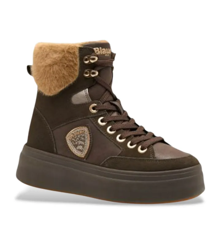 Blauer para mujer. F5EMERY01 Botines de piel Emery marrón (36), 1 a 3cm, Cordones, Casual