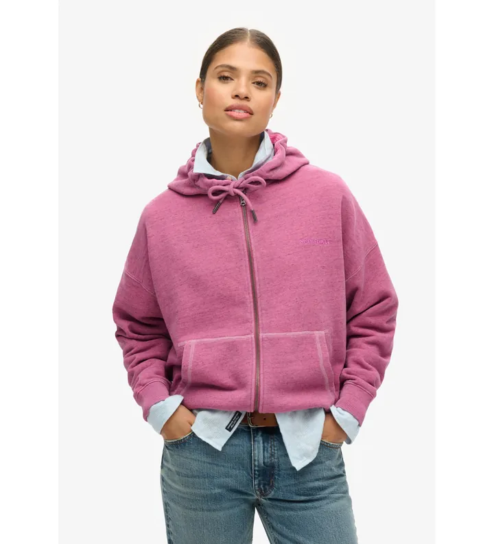 Superdry para mujer. W2012324A Sudadera Essential Logo Overdyed Zh rosa (14), Casual, Algodón