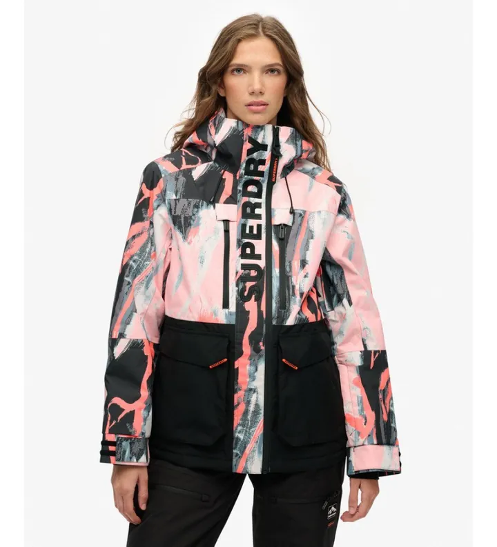 Superdry para mujer. WS110181A Chaqueta Ultimate Freestyle Ski rosa (M), Casual, Deportivo, Poliéster, Nieve