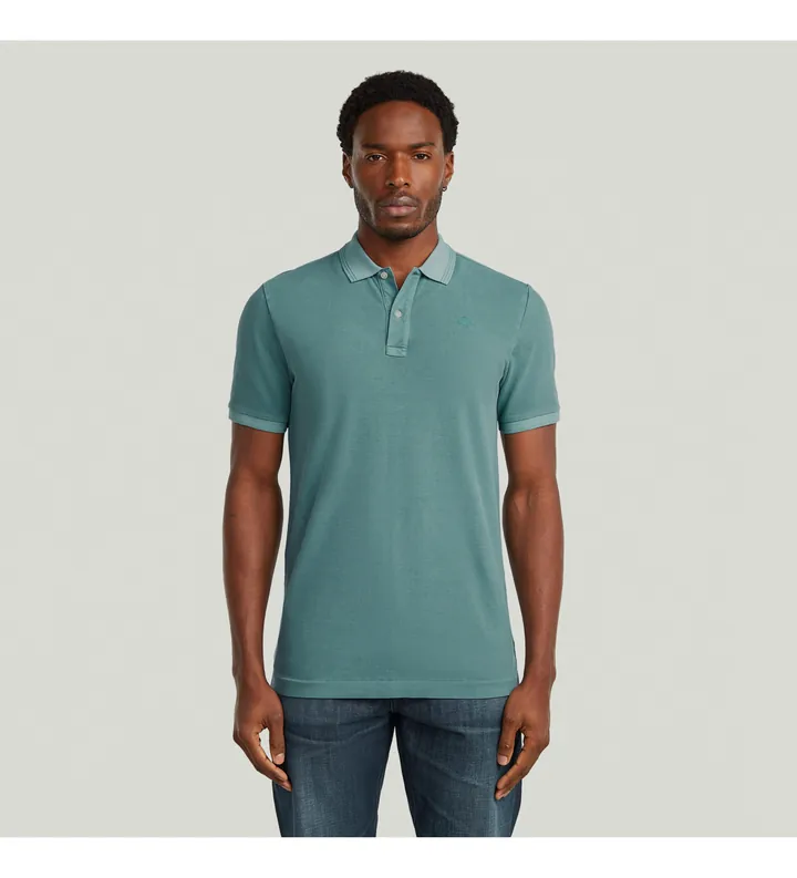G-Star para hombre. D11595-D756-H888 Polo Dunda Overdyed Slim verde (L), Casual, Algodón, Manga corta